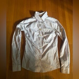 Banana Republic Pastel Plaid Non-Iron Fitted Button Up, Size 0 Petite